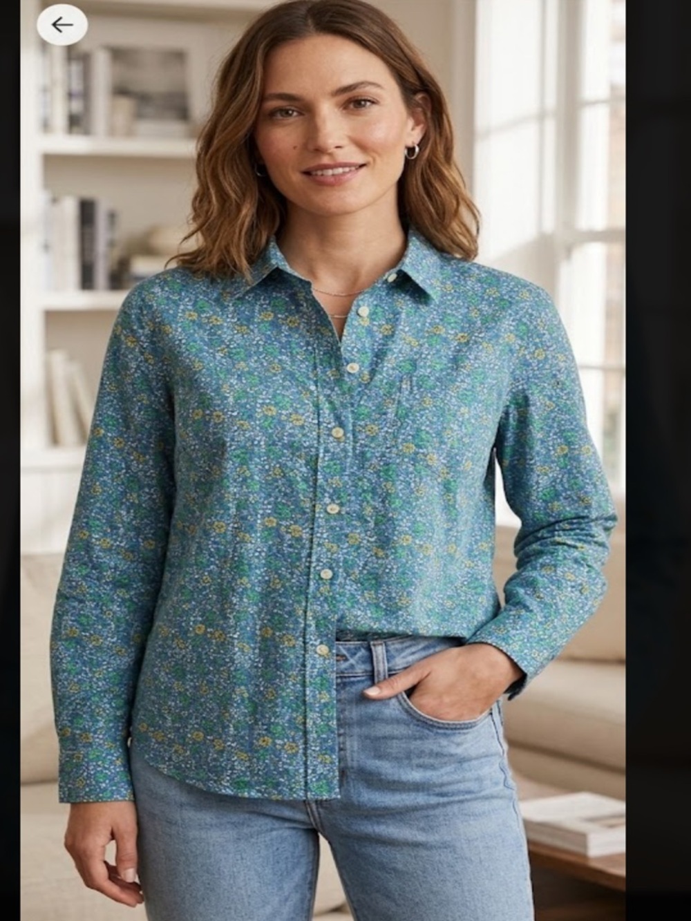 J. By j.crew Floral Blue Button Down Shirt